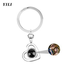 Personalized Heart Photo Projection Keychain Custom Picture Keyring Gift for Her