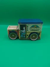 Vintage Cherrydale Farms Fine Confections Tin Truck Bank w Working Wheels 7"