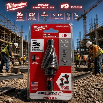 Milwaukee 48-89-9249 #9 Impact Step Drill Bit, 7/8'' to 1-1/8'' (5x Life!) NIB
