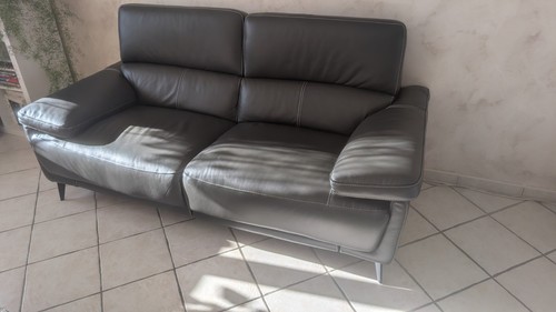 canapé cuir, relax électrique 2/3 places