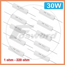 30 Watt Wire Wound Cement Resistors Axial 1 ohms to 220 ohms 5% J Full Range