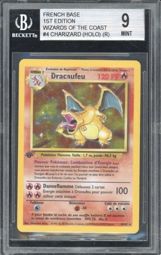 1999 Pokemon FRENCH 1st Edition Base Set Dracaufeu-Charizard Holo 4/102 BGS 9 #2