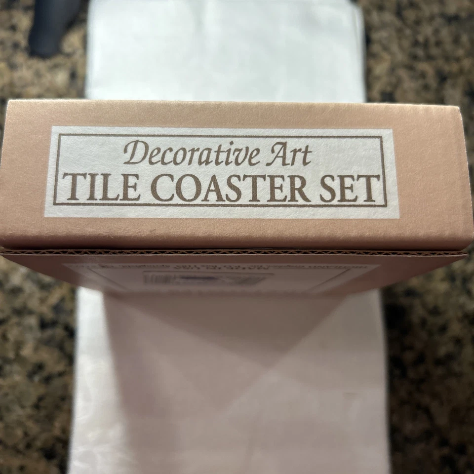 Juego de posavasos de azulejos de arte decorativo (4) NUEVO (sellado) hecho en EE. UU. 4”x4” Foto 3 de 4