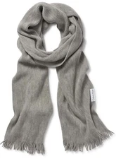 CALVIN KLEIN || Classic Fringe-Wrap Cold Weather Scarf in Heather Gray