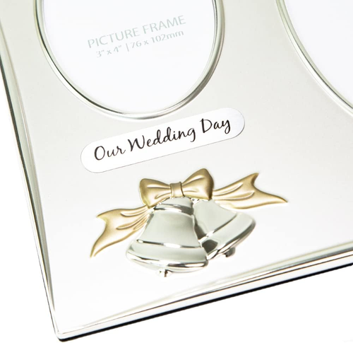 Two Tone Silver Plated 50Th Golden Anniversary Double Picture Frame by - Picture 3 of 7