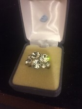 White Metal And Crystal Cluster Ring - Size Q - boxed