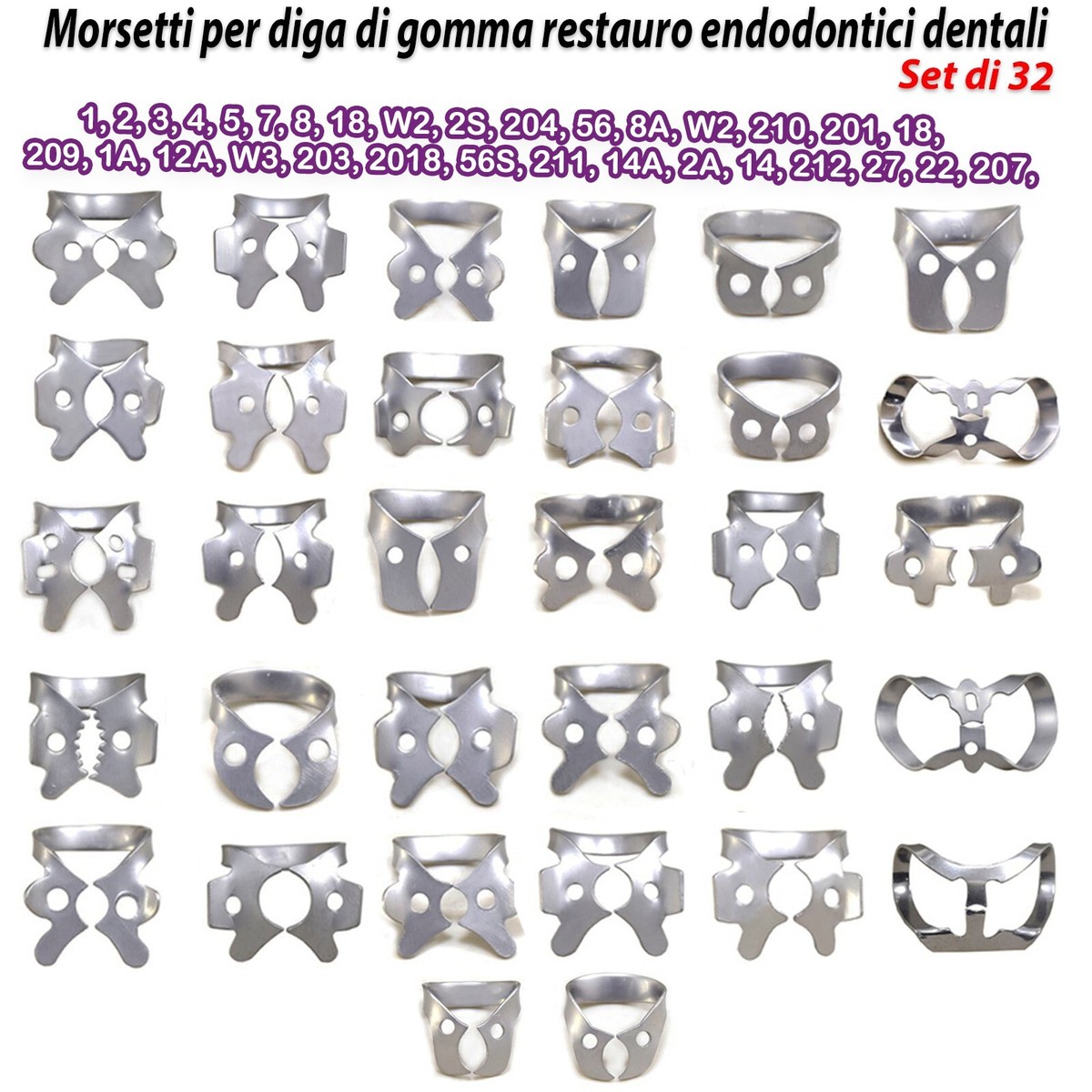 Kit Dentale 9 Pezzi Morsetti Diga In Gomma Per Endodonzia E Ortodonzia, Nuovi E Sterili Morsetti Endodontici In Gomma - Foto 4