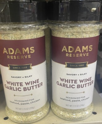 Adams Reserve White Wine and Garlic butter seasoning bundle. 2- pack w/ DM spoon