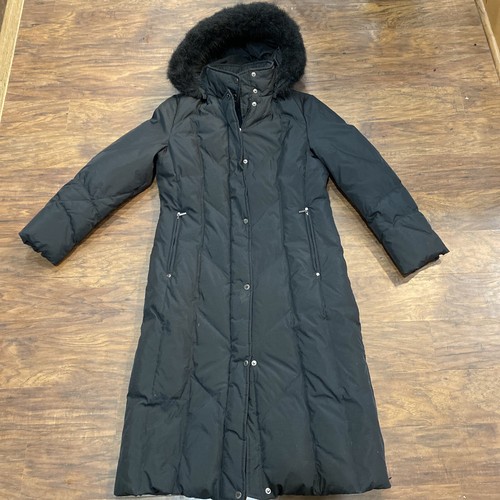 Down Coat Parka Fur Trim Hood Size 
