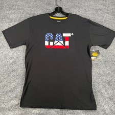 Caterpillar CAT Shirt Mens Medium Black Short Sleeve Crew Neck Work Casual New