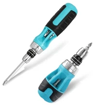 2PC Ratcheting Screwdriver Set 12-in1 Multi-bit Standard/Stubby Screw Driver Set