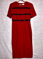 Vtg Kathy Lee Maxi Dress Sz 6 Red Plaid Modest Boho Zip Up 90s Rayon Knit