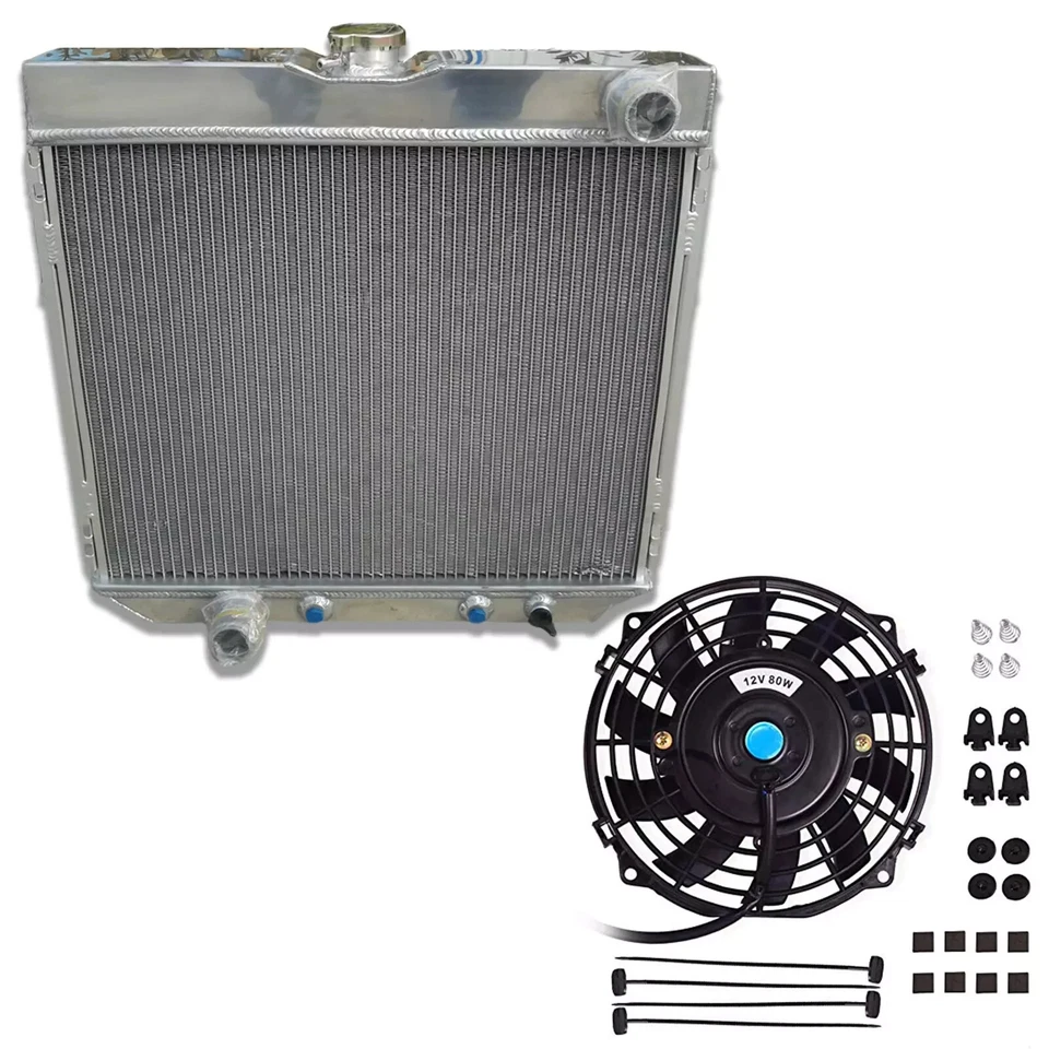 Radiador de aluminio de 3 filas + ventilador para Ford Falcon/Mustang/FAIRLANE/Comet 1963-1977 Foto 2 de 4