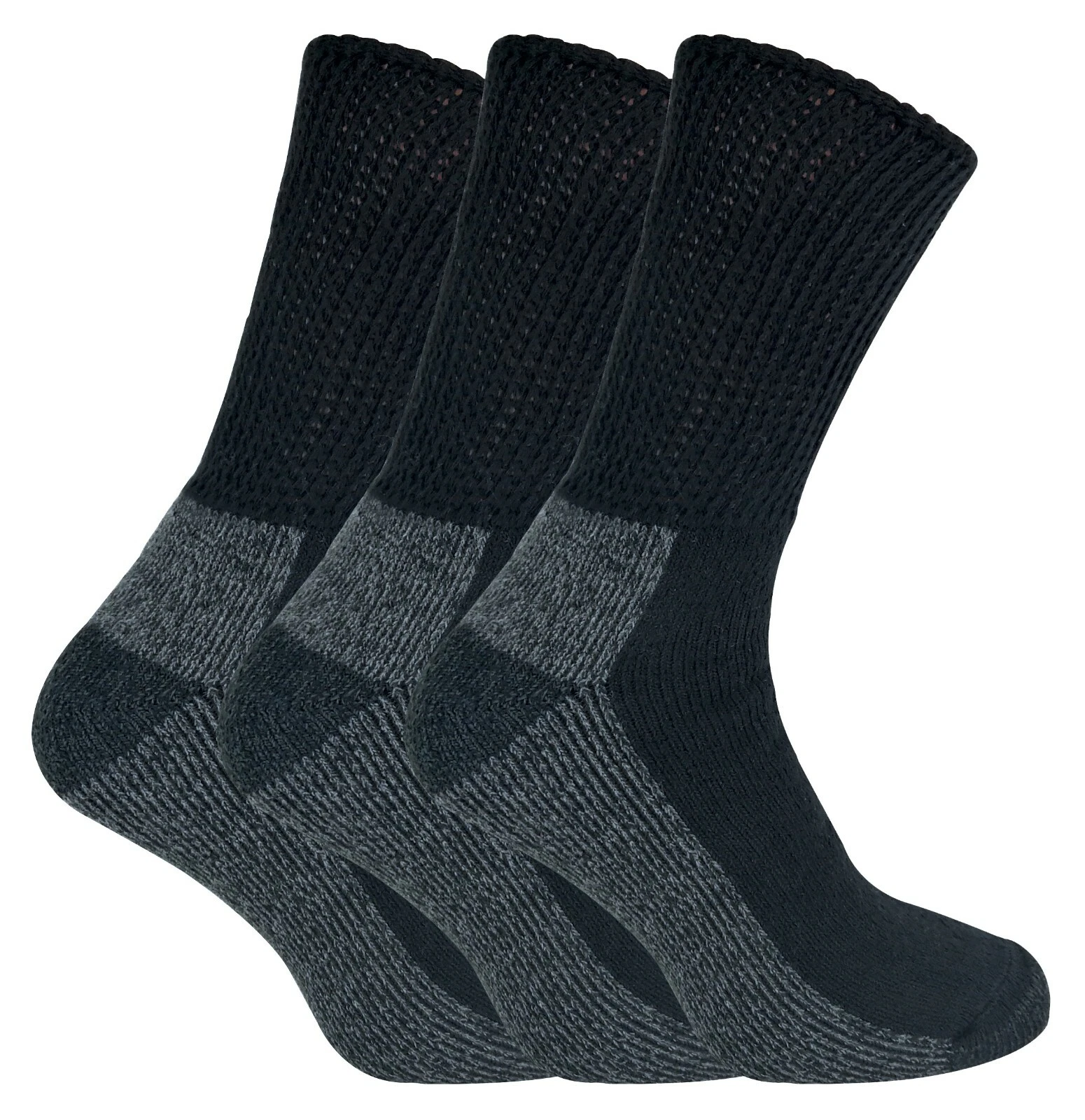 IOMI - 3 Pack Mens Extra Wide Loose Top Padded Cotton Diabetic Work Socks