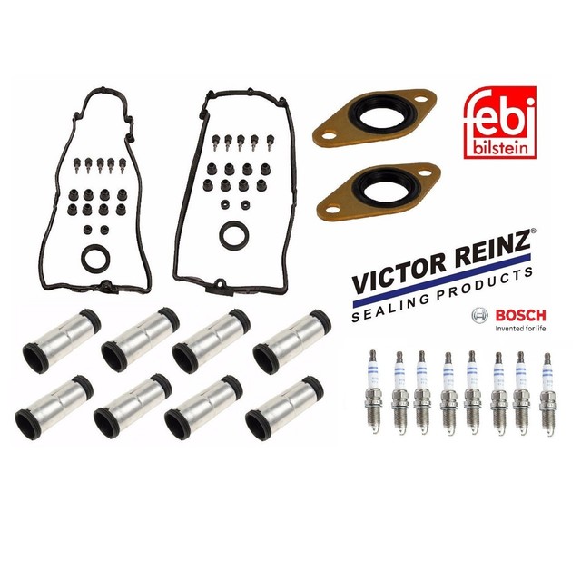 For BMW E53 E60 E63 E66 E64 E65 Valve Cover Gasket Kit w/ Spark Plugs