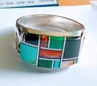 Sterling Silver Navajo Bear Inlay Turquoise Inlay Ring 11.75 Sign O.T.O 8.3 Gram