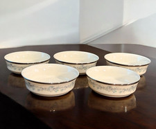 Lenox Repertoire Set of 5 Coupe Soup Bowls 5 1/4" Silver Rim Blue Green Gray