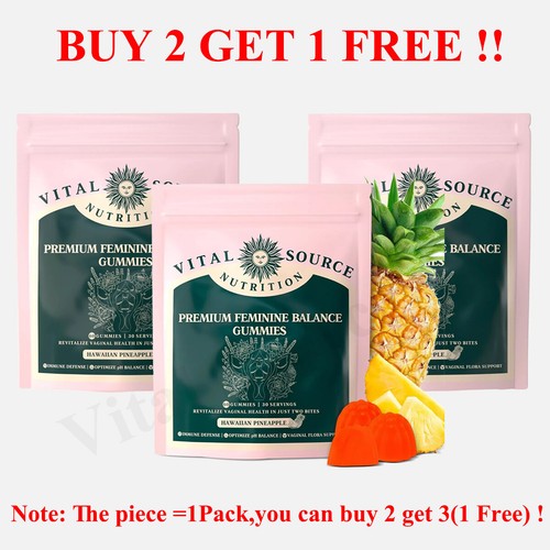 3Pack Vital Source Feminine Balance Gummies - Hawaiian Pineapple 60 Gummies