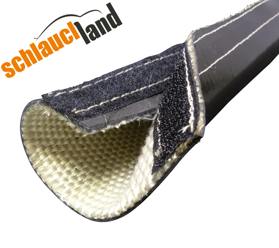 HITZESCHUTZ SCHLAUCH SILIKON KLETT Schutz Kabel Leitung Rohr Glasfaser Isolation - Bild 2 von 4