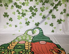 St. Patrick's Shower Curtain Shamrocks Irish Gnomes 71 x 69" Full Size New