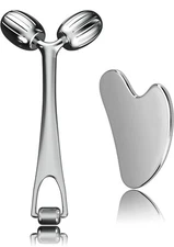 Face Massager, Metal Face Roller Gua Sha Massage Tool for Face Neck Eye Body for
