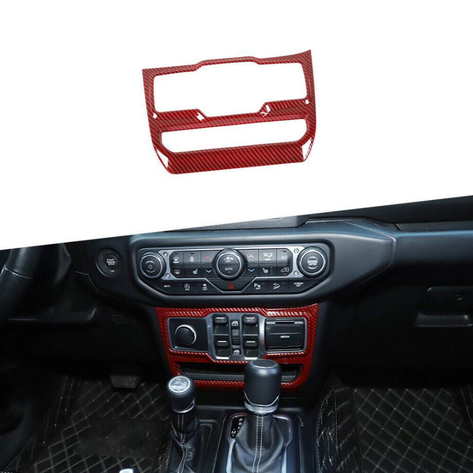 Jeep Wrangler JL 18-23 Red Carbon Window Control Cover Trim Accessory  