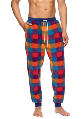Joe Boxer Men's Drawstring Plaid Sherpa Sleepwear Joggers with