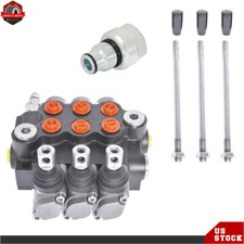 Hydraulic Directional Control Valve 3 Spool 11GPM Double with Conversion Plug