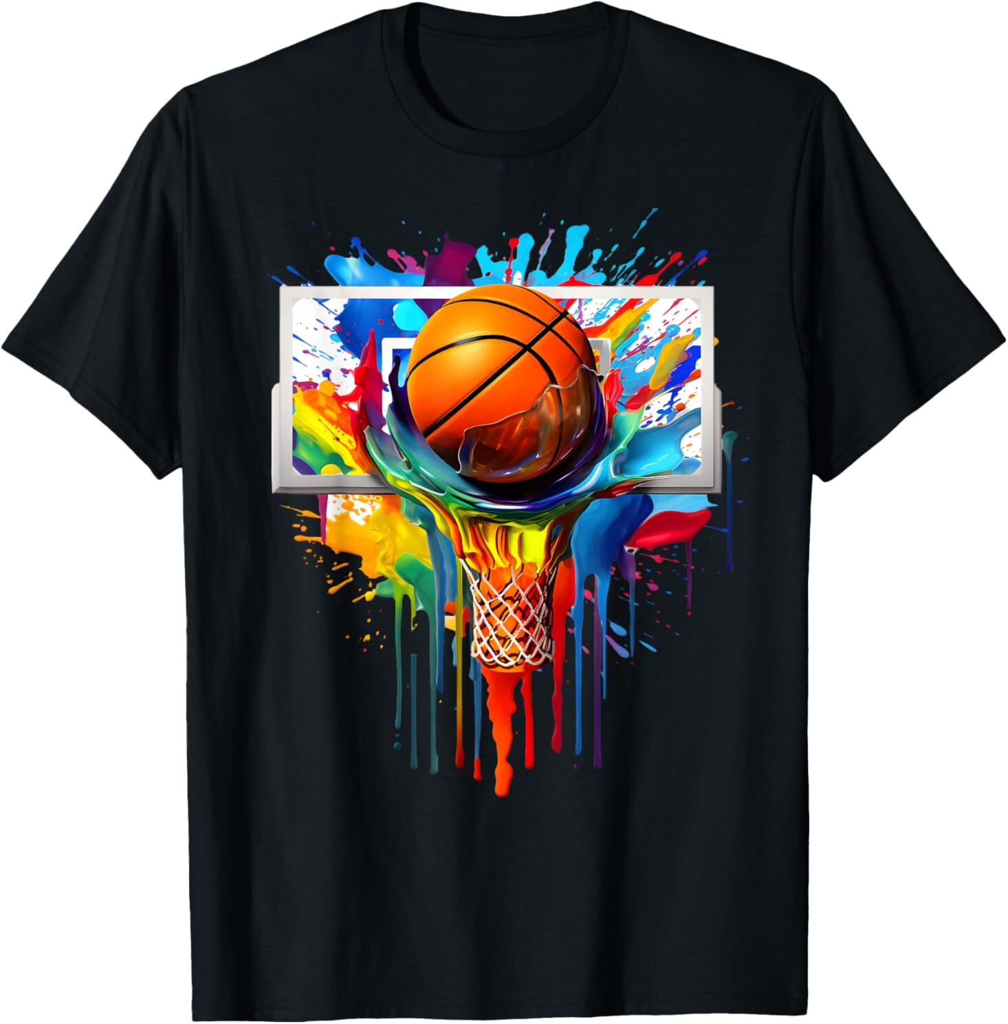 Colorful Basketball Tie Dye Color Splash Hoop Net Slam Dunk T-Shirt