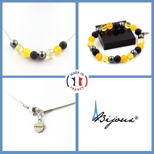 Steine Und MinéRaux. ParüRe Schmuck Armband Halskette Perlen HäMatit + Onyx-image