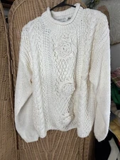 Crochet Hat Extra Shenanigans Sweater Ivory Hand Knitted Size 24 Cottage