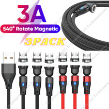 540  Rotate Magnetic Phone Charger Charging Micro Cable 3A For Android Samsung