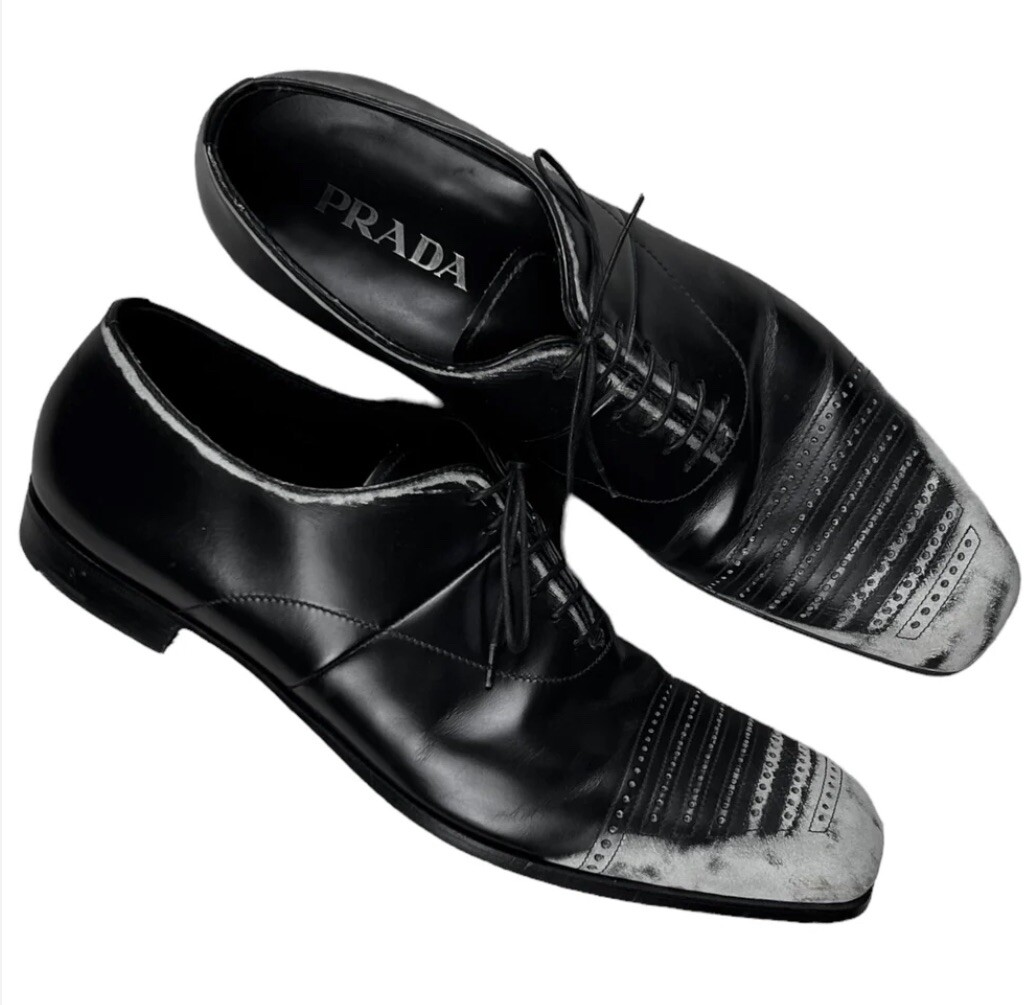 Prada Distressed Toe Derbies AW07 Runway Leather Lace Oxford Shoes SZ 8.5 41.5 | eBay Prada Distressed Toe Derbies AW07 Runway Leather Lace Oxford Shoes SZ 8.5 41.5 | eBay