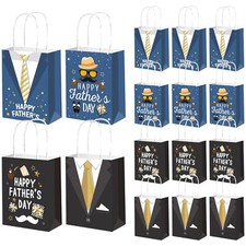 16pcs Fathers Day Gift Bag 6.3" 8.3" Happy Father's Day Paper Bags with Handl...