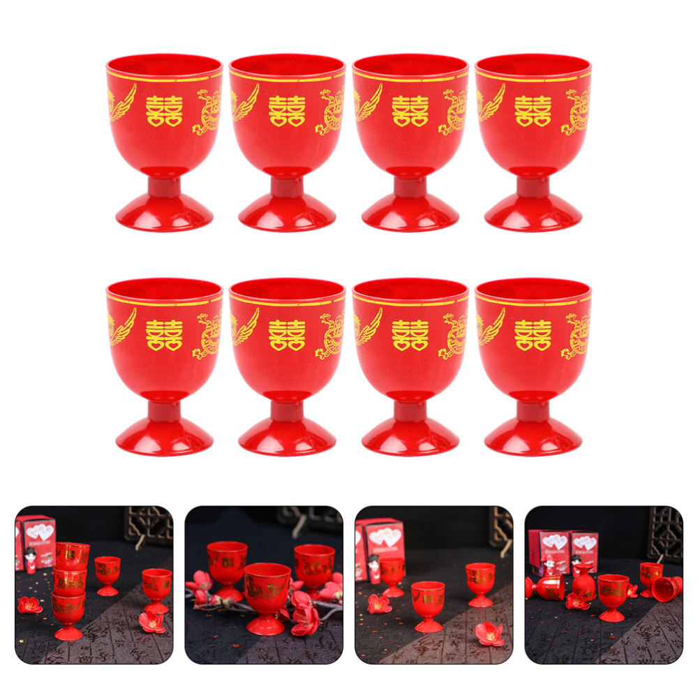 8 piezas copas de vino chino para Tomar copas rojas festivas finas artesanales
