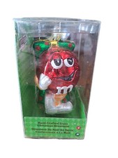 Kurt S. Adler Red M&M's Glass Christmas Ornament Present 5” Tall Hand Crafted