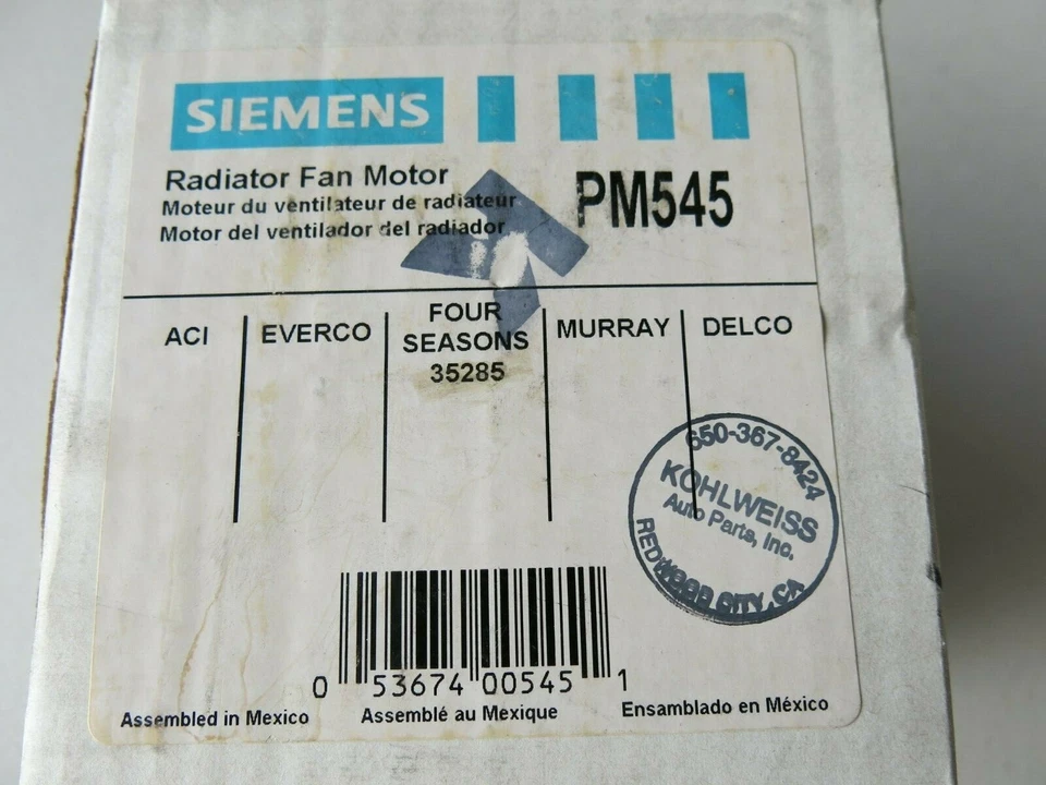 Motor ventilador de refrigeración Siemens VDO PM545 se adapta a 97-02 Buick, Oldsmobile, Pontiac Foto 4 de 4