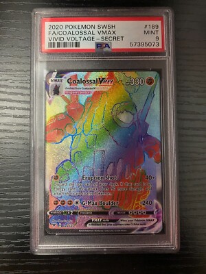 Coalossal Vmax Pokemon Vivid Voltage PSA 9 Rainbow Full Art 189