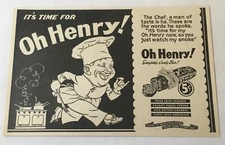 1939 OH HENRY candy cartoon ad ~ RUNNING CHEF