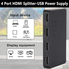 4 Port HDMI 4K Hub Multi Splitter & Amplifier For 3D HDTV 1080P 1X4 1 In 4 Out