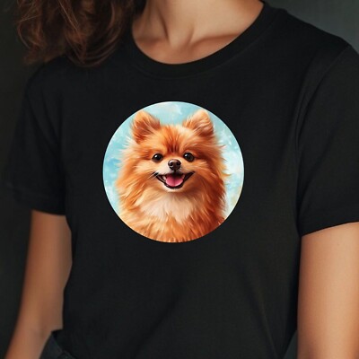 Frauen T-Shirt Pommerscher Hund Porträt Motiv Baumwolle Größe S bis 3XL