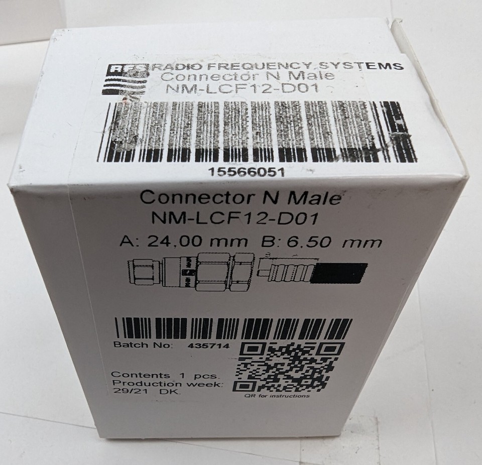 RFS N Male Coaxial Connector for LCF12-50J Coaxial Cable NM-LCF12-D01 ...