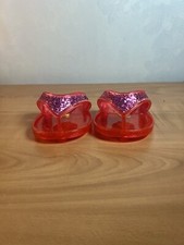 Build a Bear Pink Sparkly Jelly Flip Flops Shoe Sandals