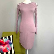 Fashion Nova Lilac Purple Long Tie Sleeve Bodycon Dress Medium