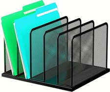 Desk File Organizer 5 Sections Upright Mesh Desktop Organizer Durable File Sorte
