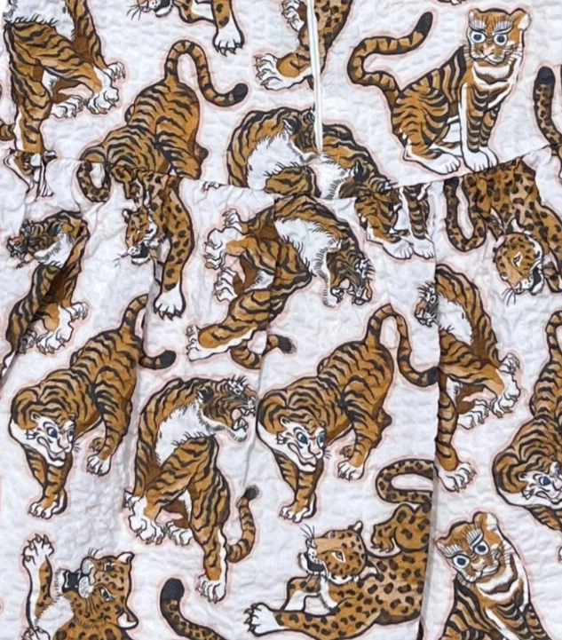 Vestito KENZO KIDS bambina avorio marrone rosa pop tigre taglia 18M