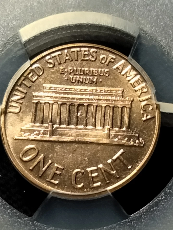 1960 D LD Lincoln Cent Pcgs UNC Details WheelMark Struck ThruDebris Not On Label - Image 2 of 4