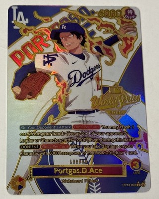 PORTGAS ACE BASEBALL ONE PIECE Holographic Custom Art Anime Collectible Card