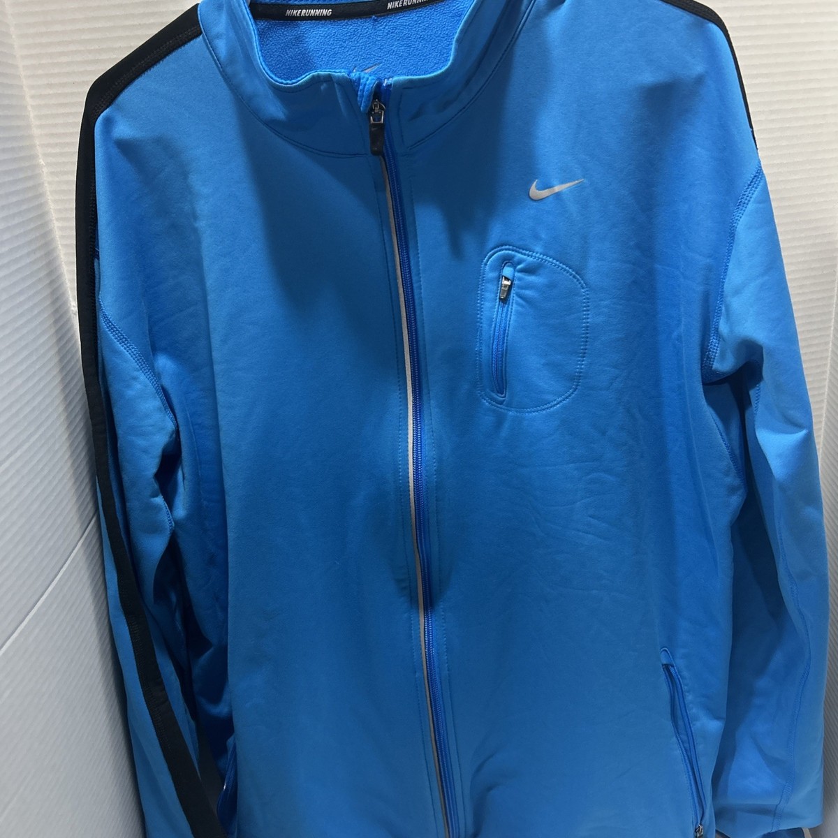 Nike Reflective Performance Running Dri Fit Stretch Jacket Blue Large XL