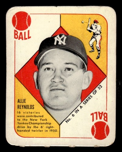 Allie Reynolds #6 1951 Topps Red Back card